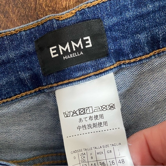 Marella Emme Blue Rhinestone Side Lined Denim Jeans - Picture 4 of 6